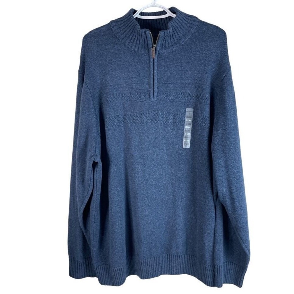 Dockers‎ 1/4 Zip Sweater Mens XXL Blue Midnight Textured Cotton Pullover NEW